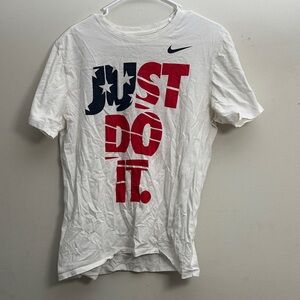 Nike White Tee with Red and Blue Graphic